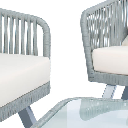 Set da patio in corda SAFAVIEH Outdoor Endorina da 4 pezzi - 54L x 30P x 28A