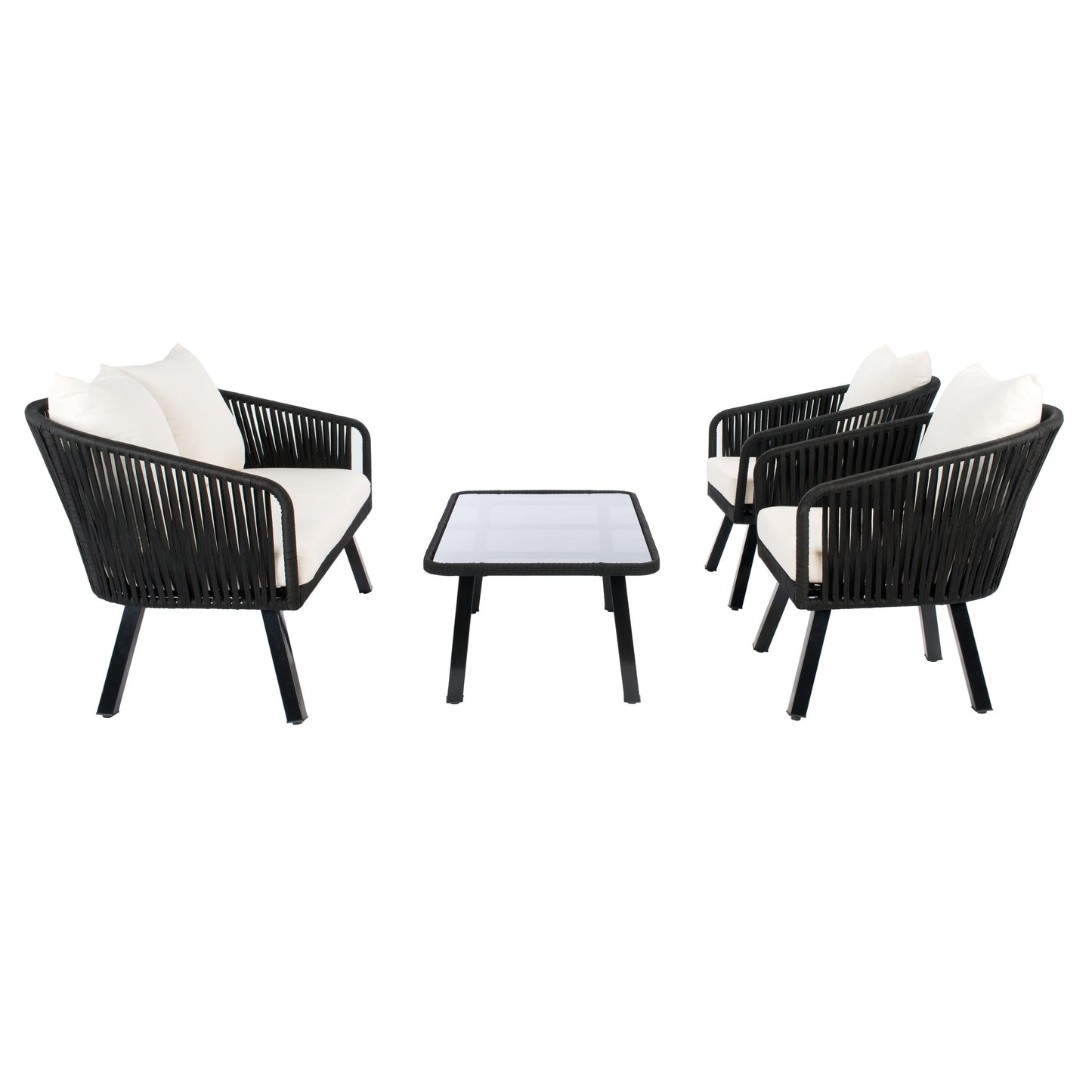 Set da patio in corda SAFAVIEH Outdoor Endorina da 4 pezzi - 54L x 30P x 28A