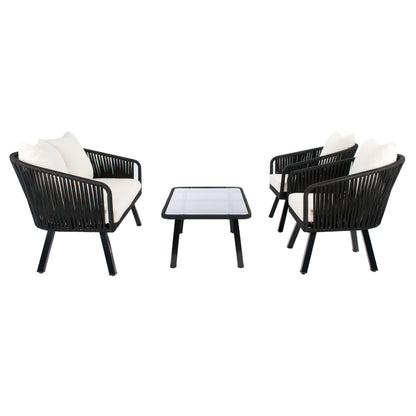 Set da patio in corda SAFAVIEH Outdoor Endorina da 4 pezzi - 54L x 30P x 28A