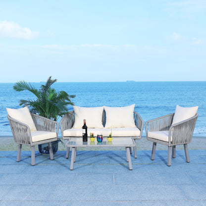 Set da patio in corda SAFAVIEH Outdoor Endorina da 4 pezzi - 54L x 30P x 28A