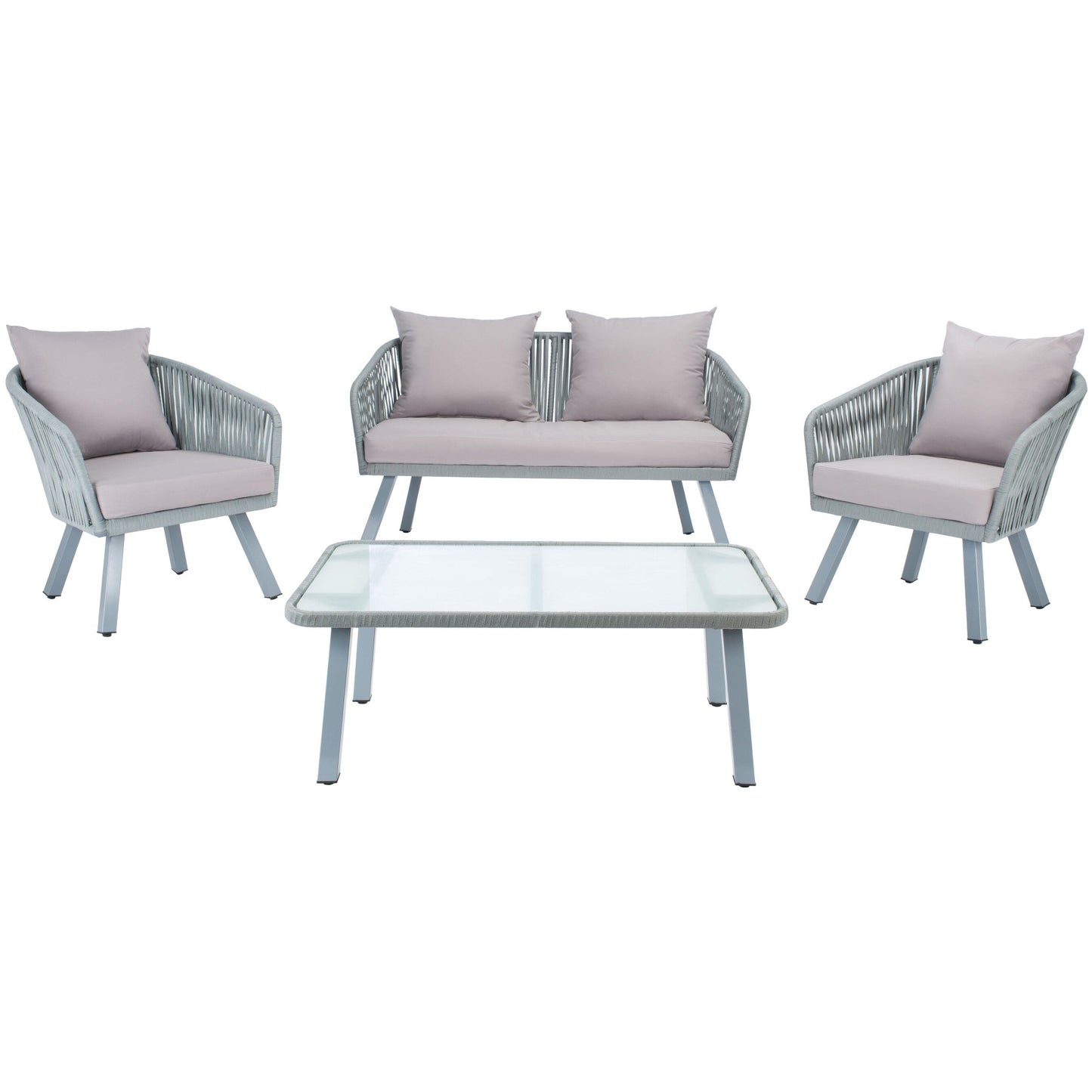 Set da patio in corda SAFAVIEH Outdoor Endorina da 4 pezzi - 54L x 30P x 28A