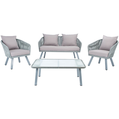 Set da patio in corda SAFAVIEH Outdoor Endorina da 4 pezzi - 54L x 30P x 28A