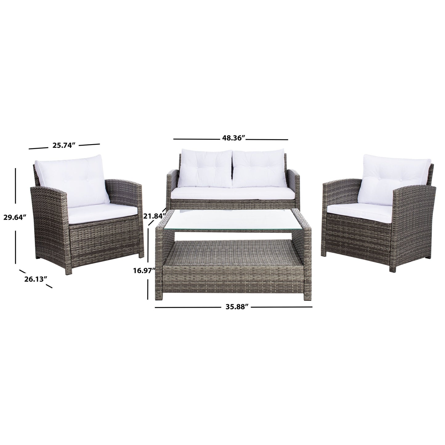 Set da giardino per conversazione SAFAVIEH Outdoor Eranda da 4 pezzi - 48L x 30P x 26A