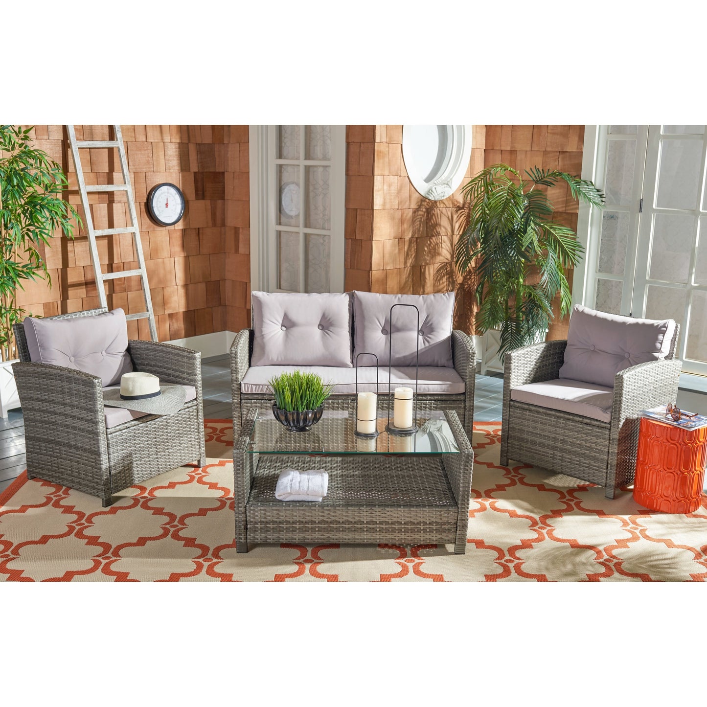 Set da giardino per conversazione SAFAVIEH Outdoor Eranda da 4 pezzi - 48L x 30P x 26A
