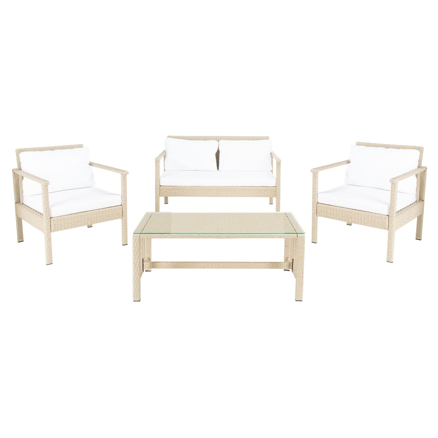 Set da salotto in vimini da esterno SAFAVIEH, 4 pezzi - 51L x 30P x 30A