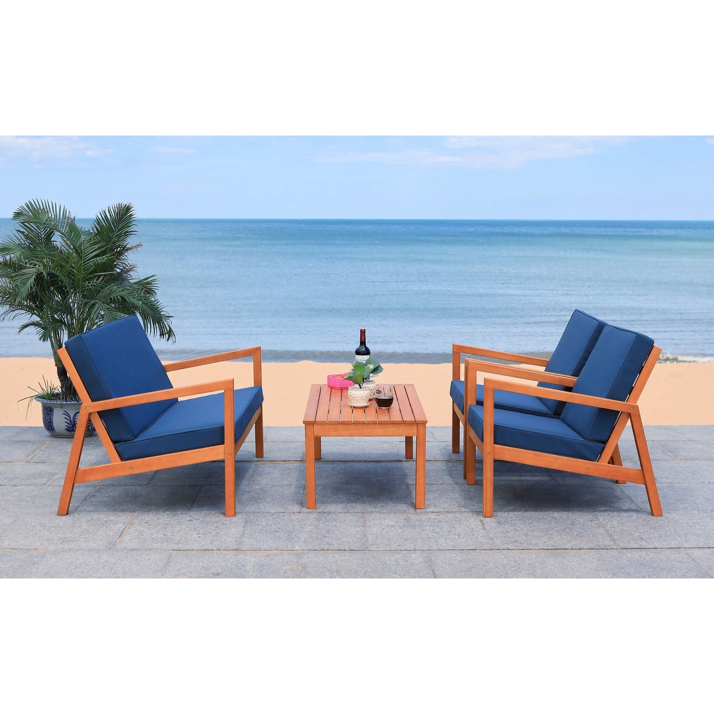 SAFAVIEH Outdoor Giana Set da soggiorno 4 pezzi - 46L x 29P x 31A