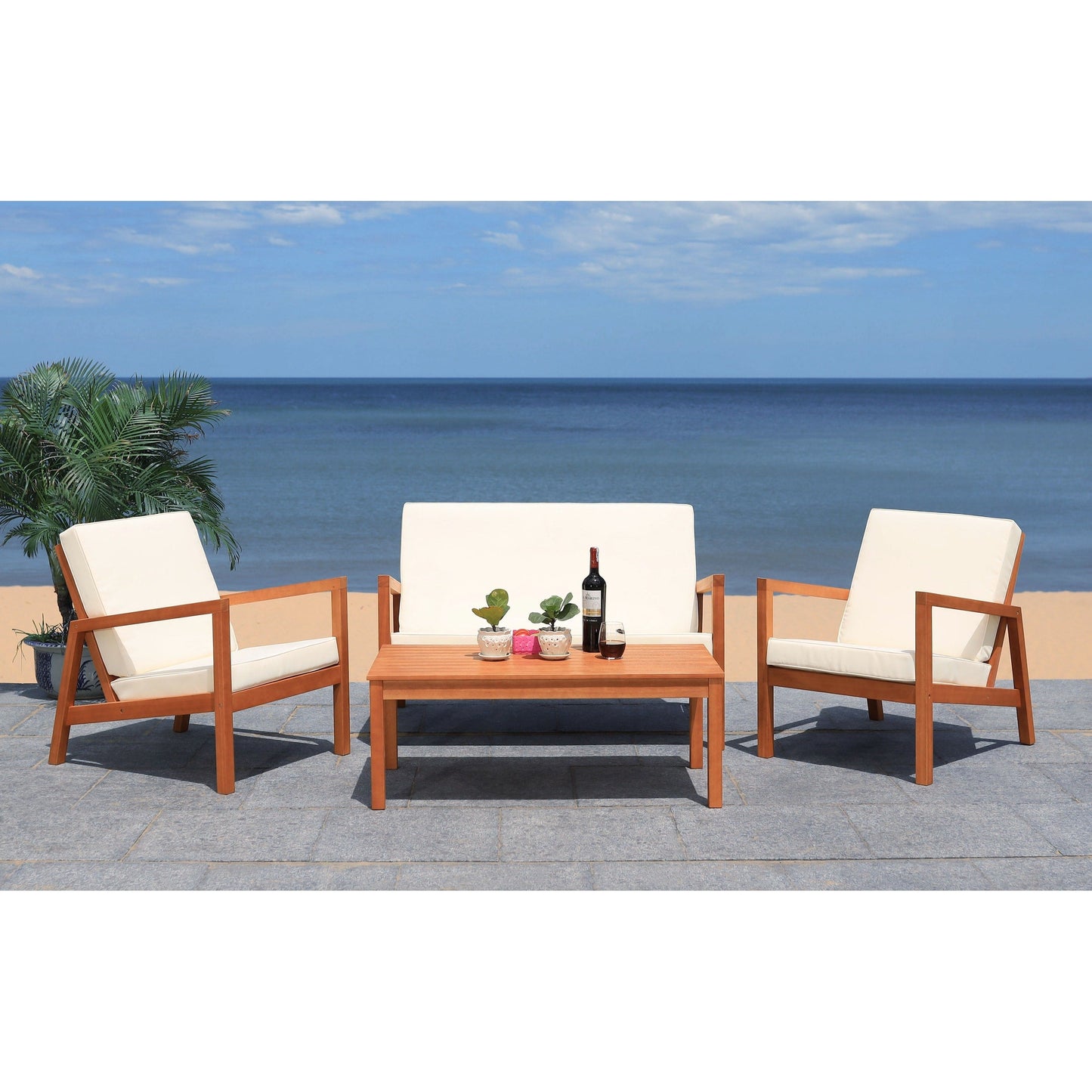 SAFAVIEH Outdoor Giana Set da soggiorno 4 pezzi - 46L x 29P x 31A