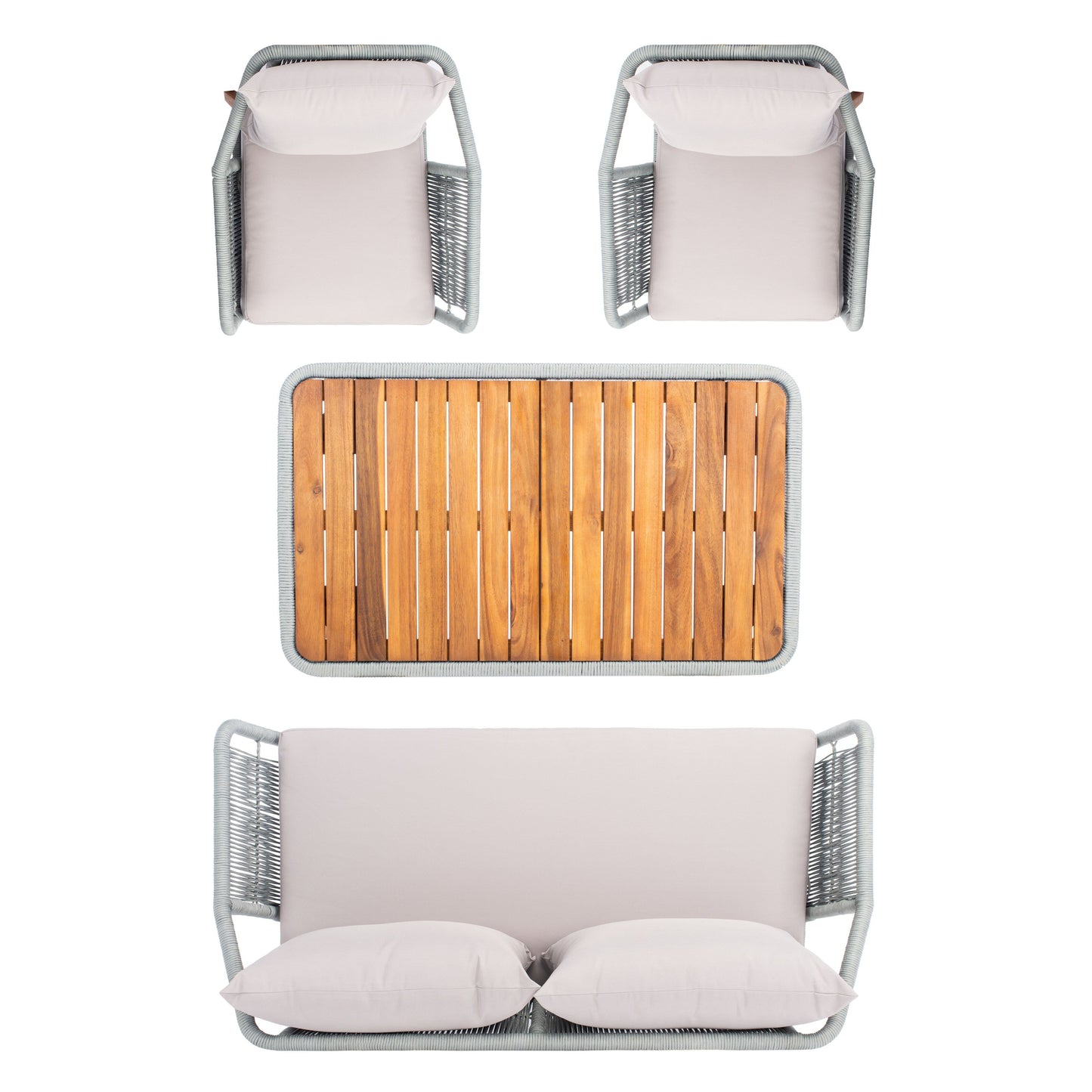 Set da giardino SAFAVIEH Jaliyah in corda grigia, 4 pezzi - 39Lx24Px15A