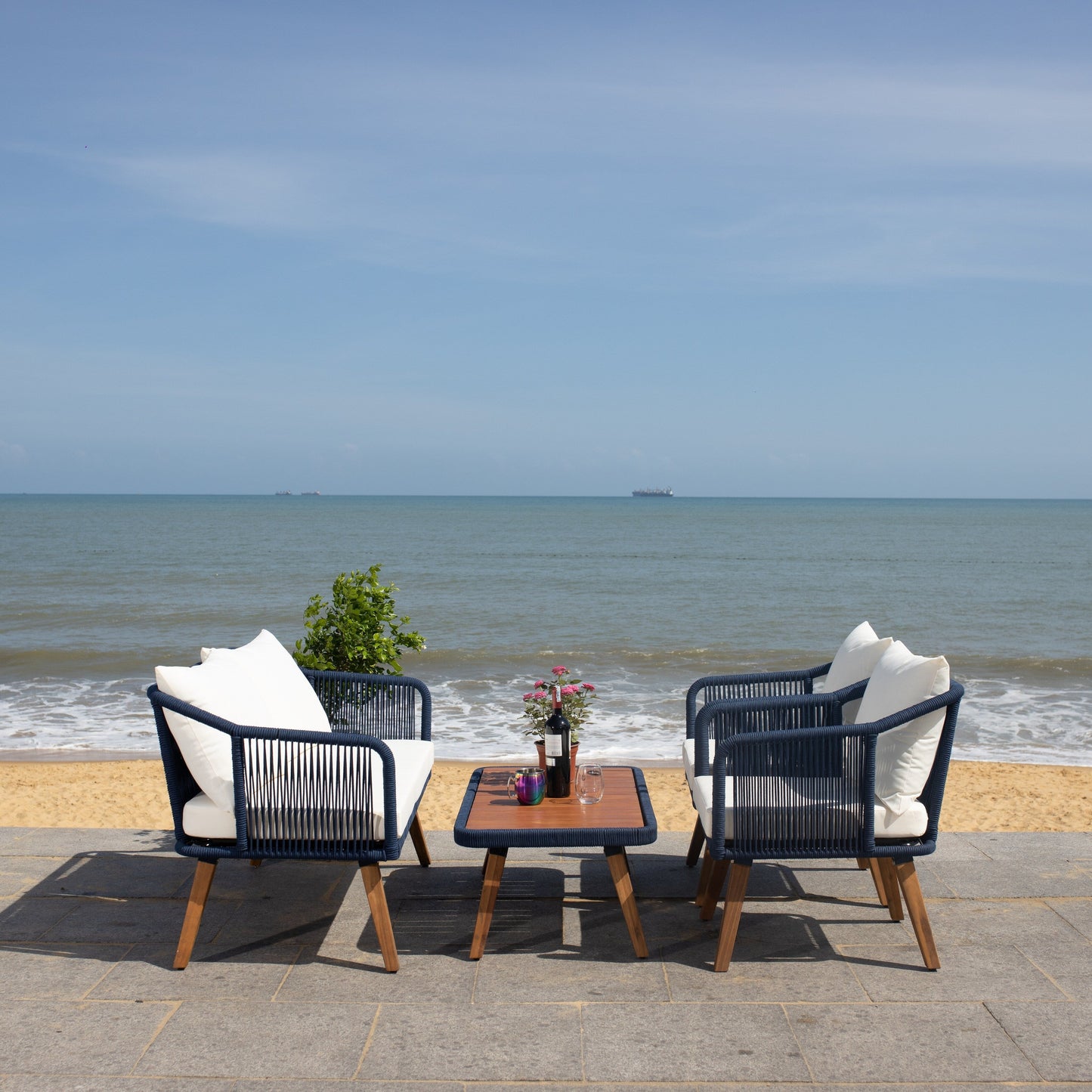 Set da giardino SAFAVIEH Jaliyah in corda grigia, 4 pezzi - 39Lx24Px15A