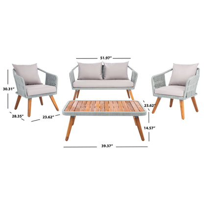 Set da giardino SAFAVIEH Jaliyah in corda grigia, 4 pezzi - 39Lx24Px15A