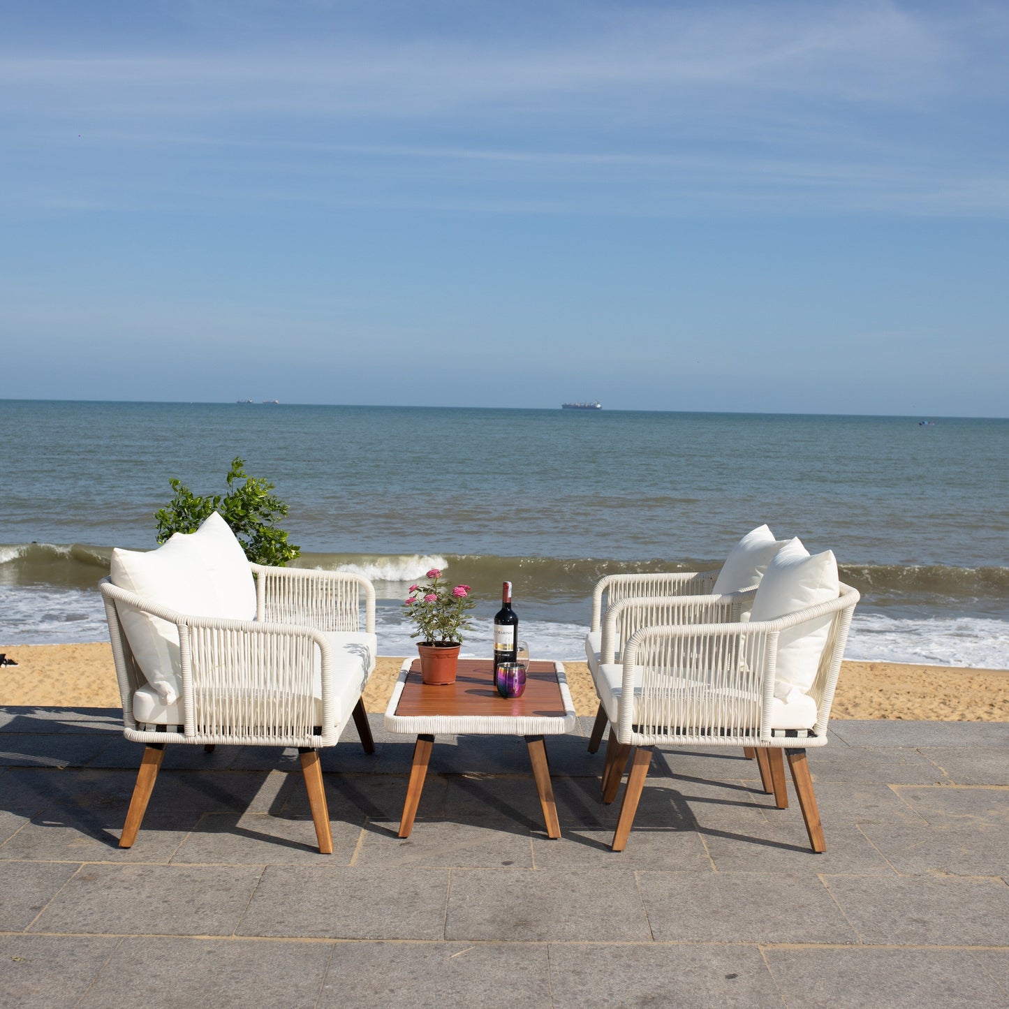 Set da giardino SAFAVIEH Jaliyah in corda grigia, 4 pezzi - 39Lx24Px15A