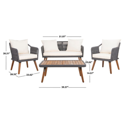 SAFAVIEH Set da soggiorno Jaliyah da esterno in corda, 4 pezzi - 39Lx25Px15A