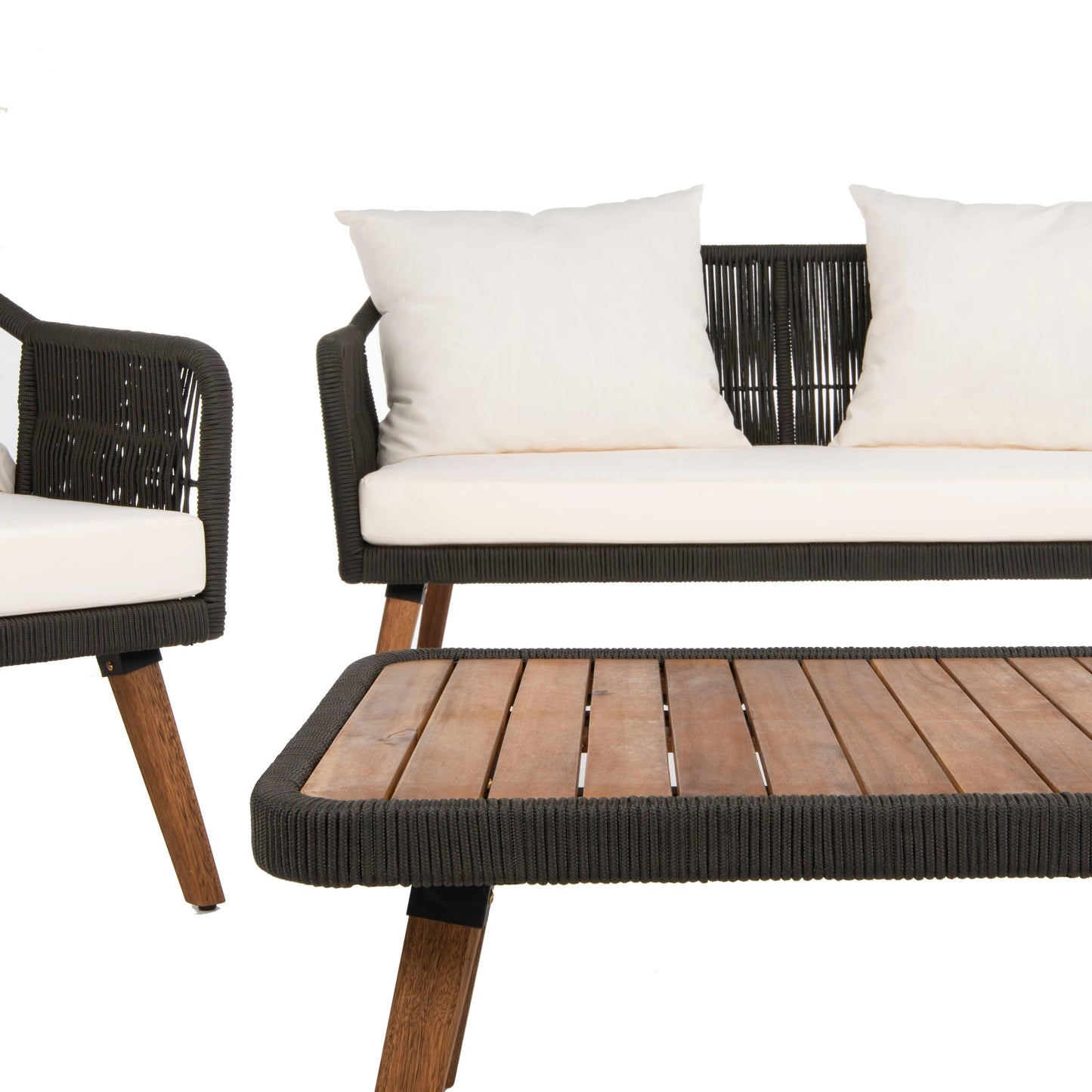 SAFAVIEH Set da soggiorno Jaliyah da esterno in corda, 4 pezzi - 39Lx25Px15A