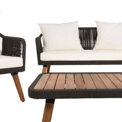 SAFAVIEH Set da soggiorno Jaliyah da esterno in corda, 4 pezzi - 39Lx25Px15A