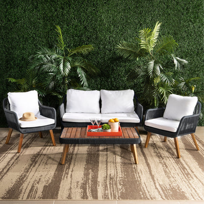 SAFAVIEH Set da soggiorno Jaliyah da esterno in corda, 4 pezzi - 39Lx25Px15A