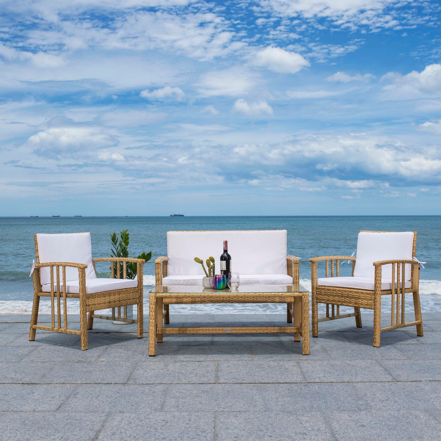 Set da soggiorno in vimini da esterno SAFAVIEH Jeta, 4 pezzi - 43L x 31P x 26A