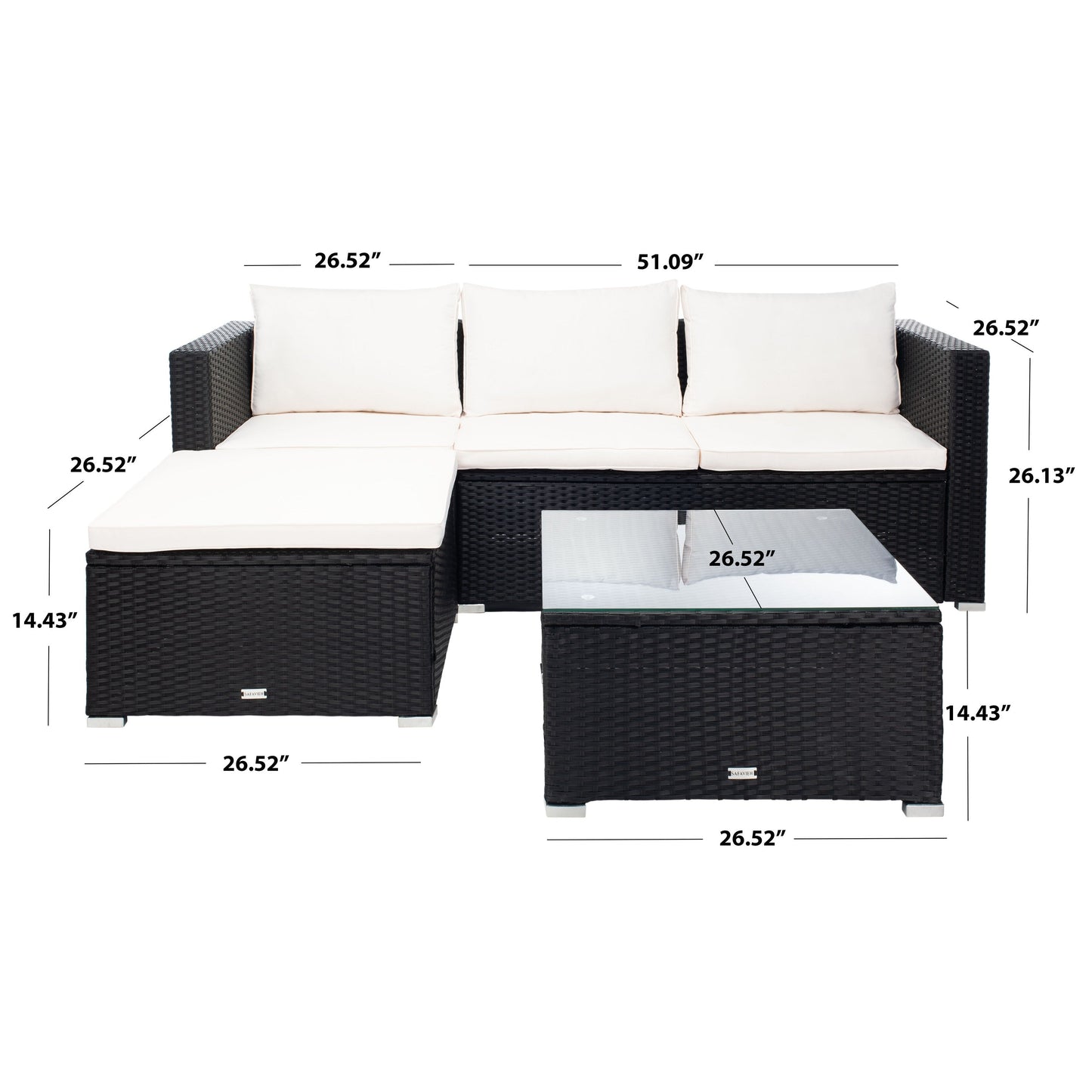 Set da giardino SAFAVIEH Outdoor Lainey da 3 pezzi - 51L x 26P x 27A