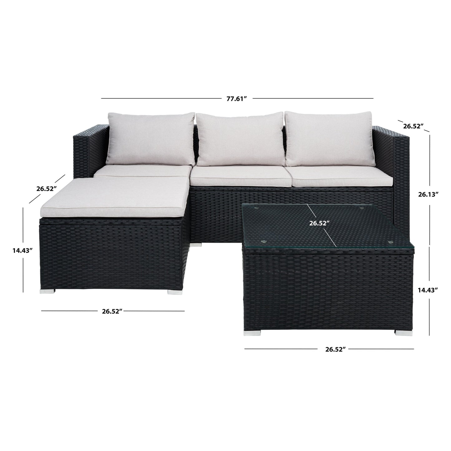 Set da giardino SAFAVIEH Outdoor Lainey da 3 pezzi - 51L x 26P x 27A