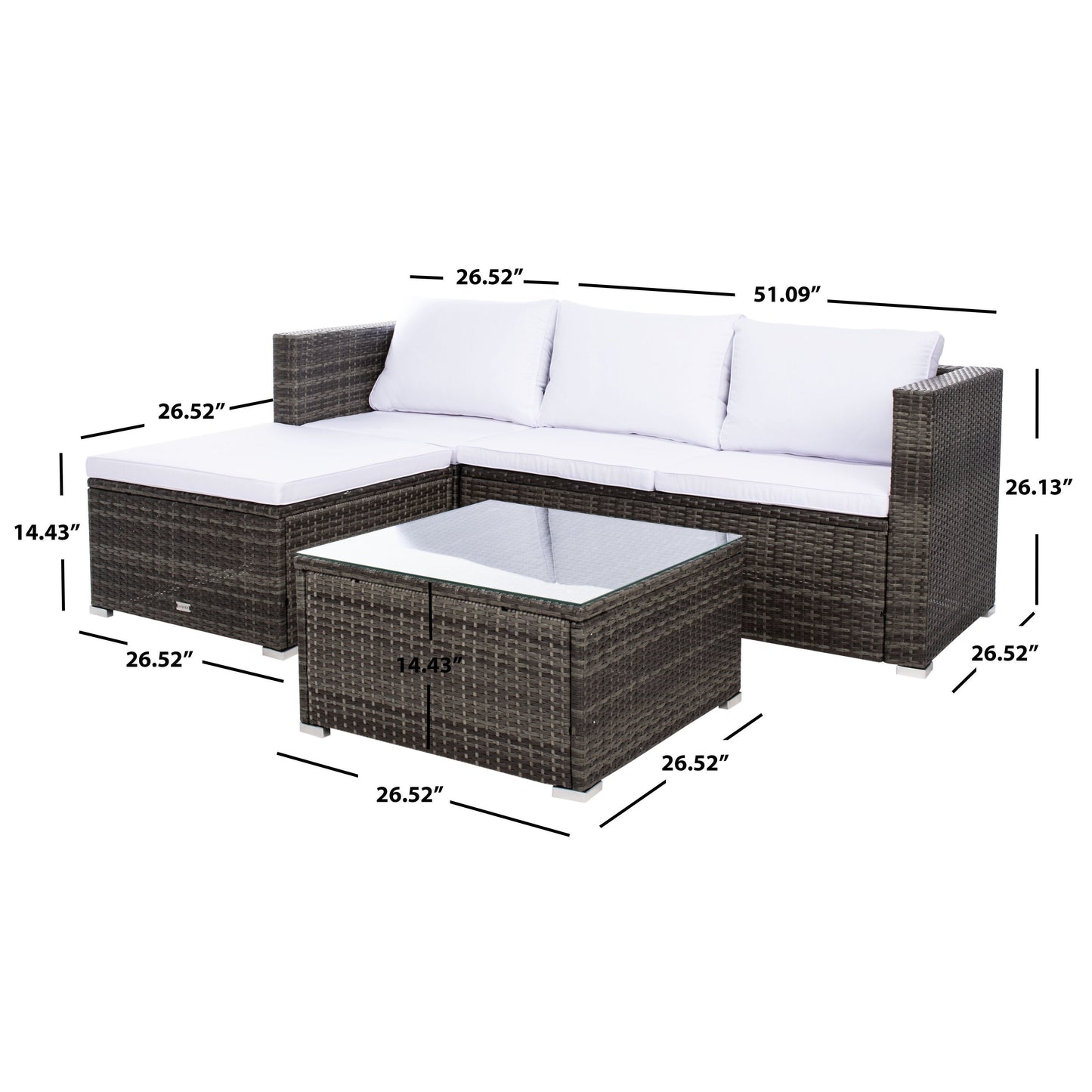 Set da giardino SAFAVIEH Outdoor Lainey da 3 pezzi - 51L x 26P x 27A