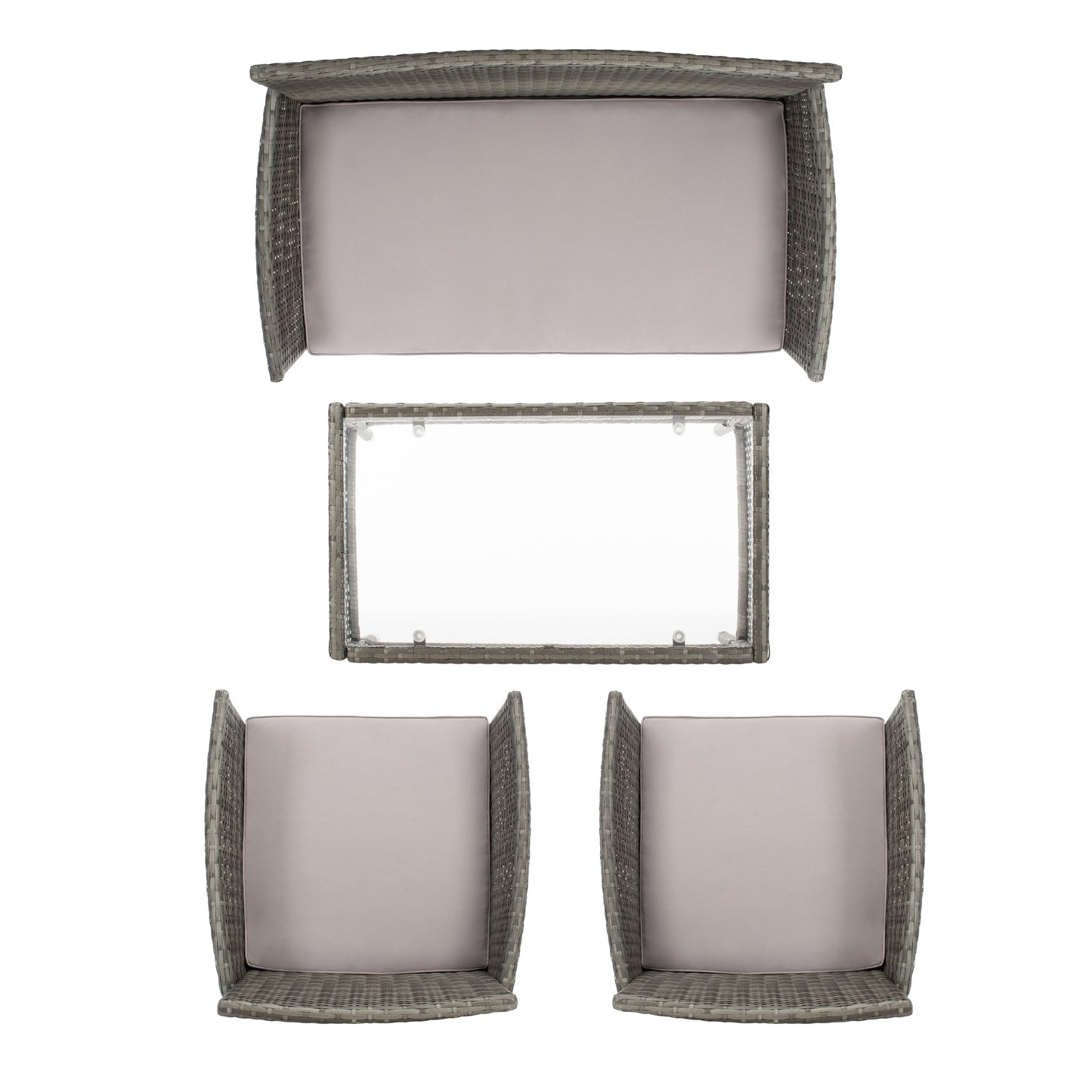 SAFAVIEH Outdoor Living Abdul set da patio 4 pezzi - Grigio/Grigio - 42L x 23P x 33A