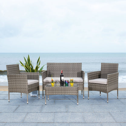 SAFAVIEH Outdoor Living Abdul set da patio 4 pezzi - Grigio/Grigio - 42L x 23P x 33A