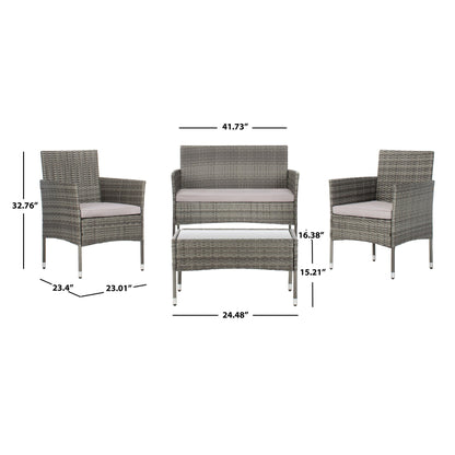 SAFAVIEH Outdoor Living Abdul set da patio 4 pezzi - Grigio/Grigio - 42L x 23P x 33A