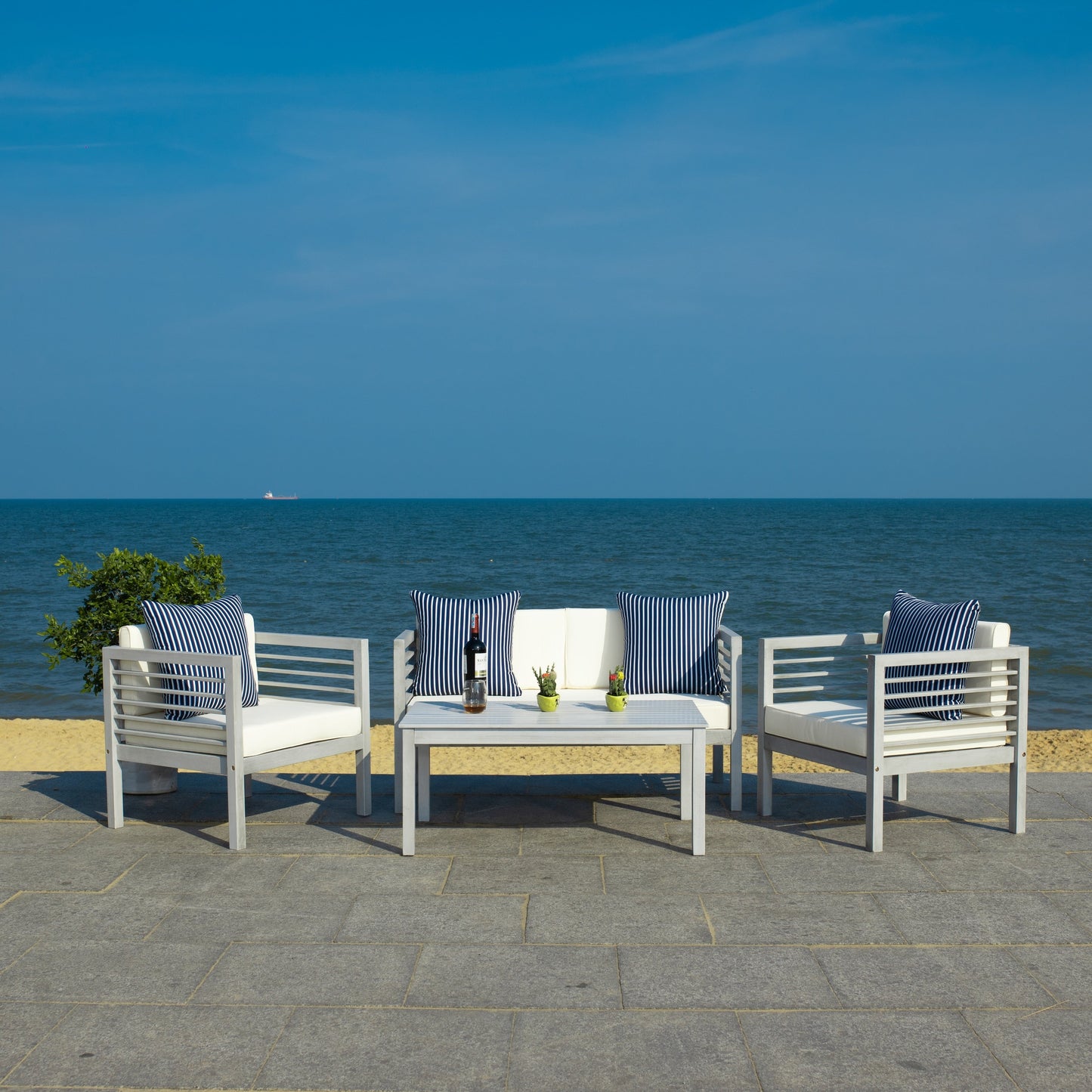 SAFAVIEH Outdoor Living Alda Set da 4 pezzi con cuscini decorativi - 51L x 26P x 26A