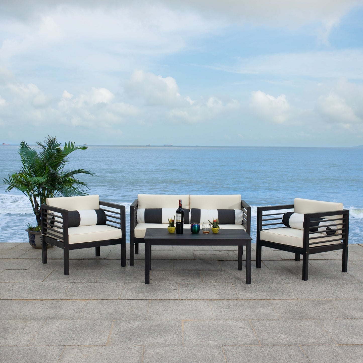SAFAVIEH Outdoor Living Alda Set da 4 pezzi con cuscini decorativi - 51L x 26P x 26A
