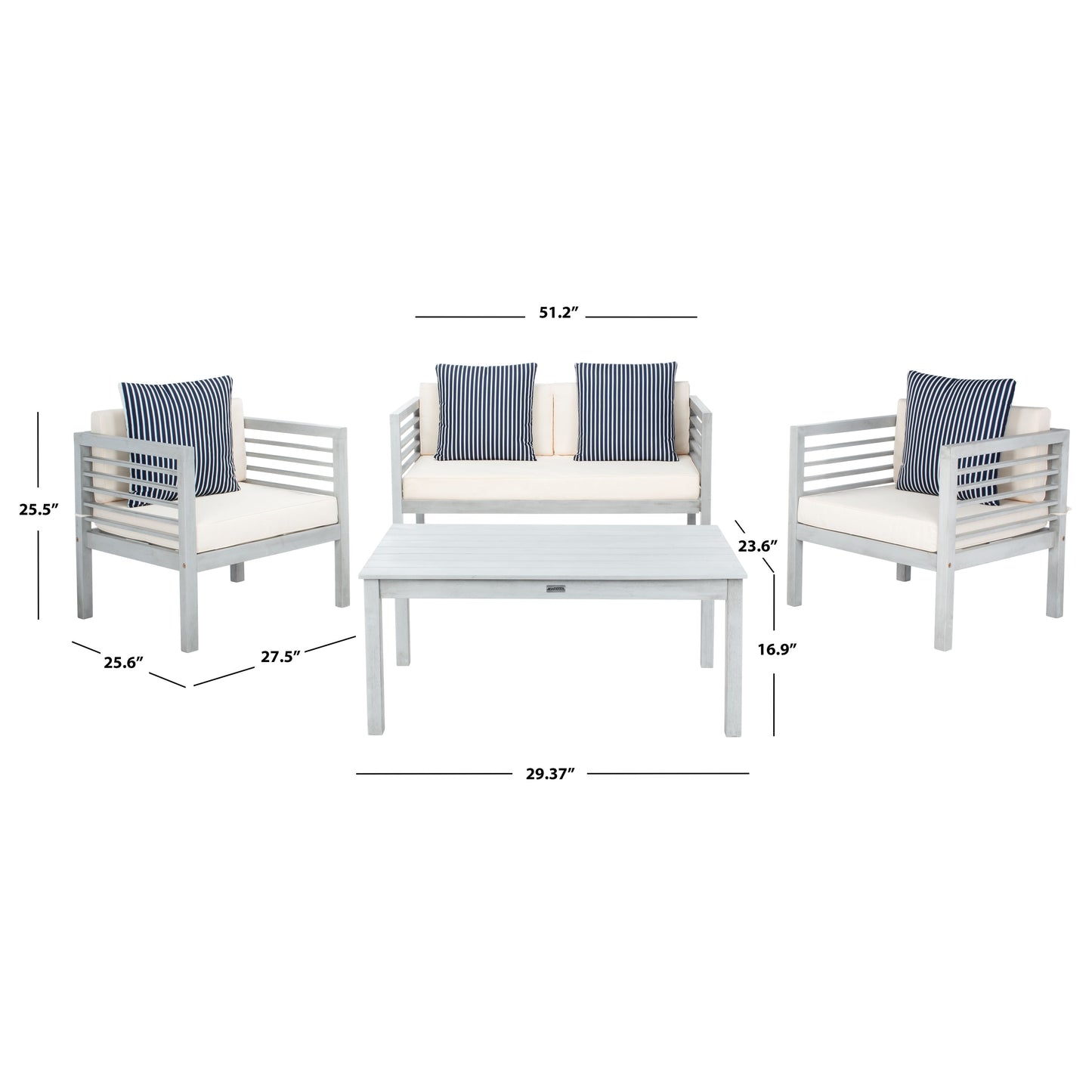 SAFAVIEH Outdoor Living Alda Set da 4 pezzi con cuscini decorativi - 51L x 26P x 26A