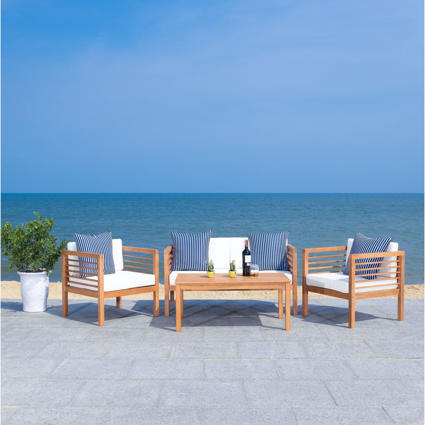 SAFAVIEH Outdoor Living Alda Set da 4 pezzi con cuscini decorativi - 51L x 26P x 26A