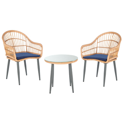 SAFAVIEH Outdoor Living Berlen set di 3 lettini - Naturale/Blu navy - 22L x 24P x 34A