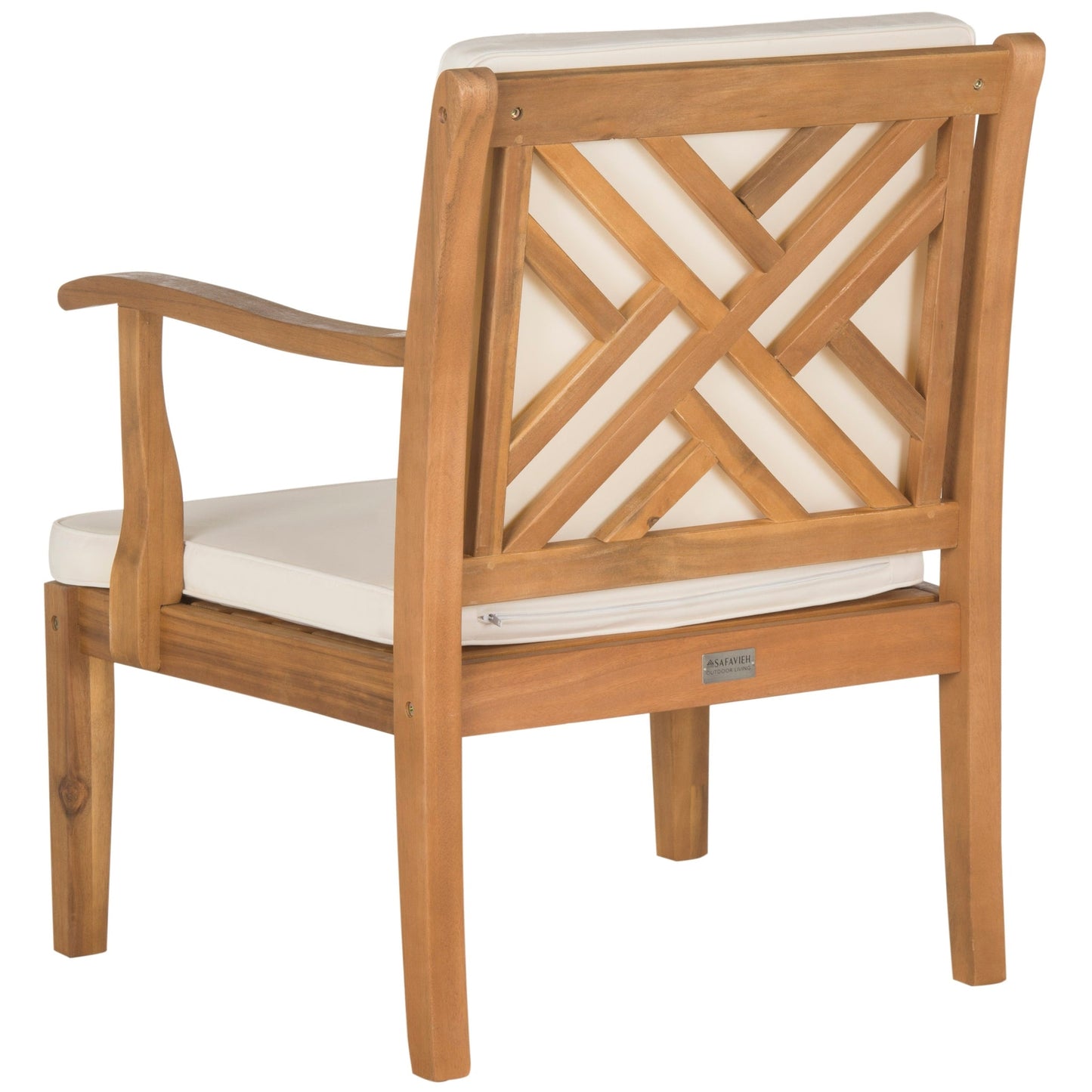 SAFAVIEH Outdoor Living Bradbury Brown Acacia Wood Set da patio con cuscini beige da 4 pezzi - 48L x 25P x 32A