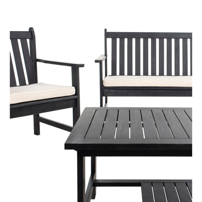 SAFAVIEH Outdoor Living Burbank Set da esterno 4 pezzi - Nero / BiancoNero - 44L x 25P x 34A