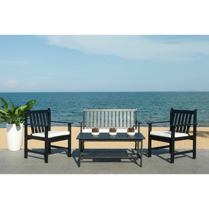 SAFAVIEH Outdoor Living Burbank Set da esterno 4 pezzi - Nero / BiancoNero - 44L x 25P x 34A
