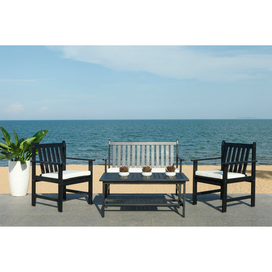 SAFAVIEH Outdoor Living Burbank Set da esterno 4 pezzi - Nero / BiancoNero - 44L x 25P x 34A