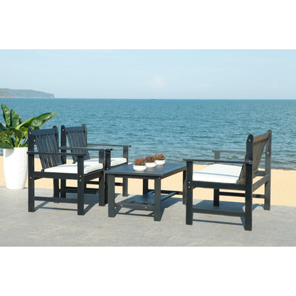 SAFAVIEH Outdoor Living Burbank Set da esterno 4 pezzi - Nero / BiancoNero - 44L x 25P x 34A