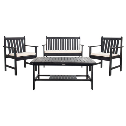 SAFAVIEH Outdoor Living Burbank Set da esterno 4 pezzi - Nero / BiancoNero - 44L x 25P x 34A