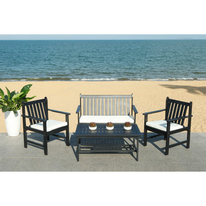 SAFAVIEH Outdoor Living Burbank Set da esterno 4 pezzi - Nero / BiancoNero - 44L x 25P x 34A