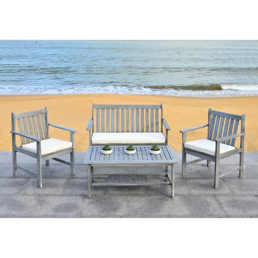 SAFAVIEH Outdoor Living Burbank Set di mobili in legno di acacia marrone da 4 pezzi - 44L x 25P x 34A