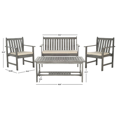SAFAVIEH Outdoor Living Burbank Set di mobili in legno di acacia marrone da 4 pezzi - 44L x 25P x 34A