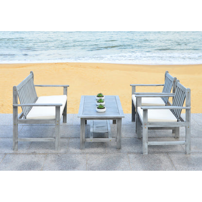 SAFAVIEH Outdoor Living Burbank Set di mobili in legno di acacia marrone da 4 pezzi - 44L x 25P x 34A