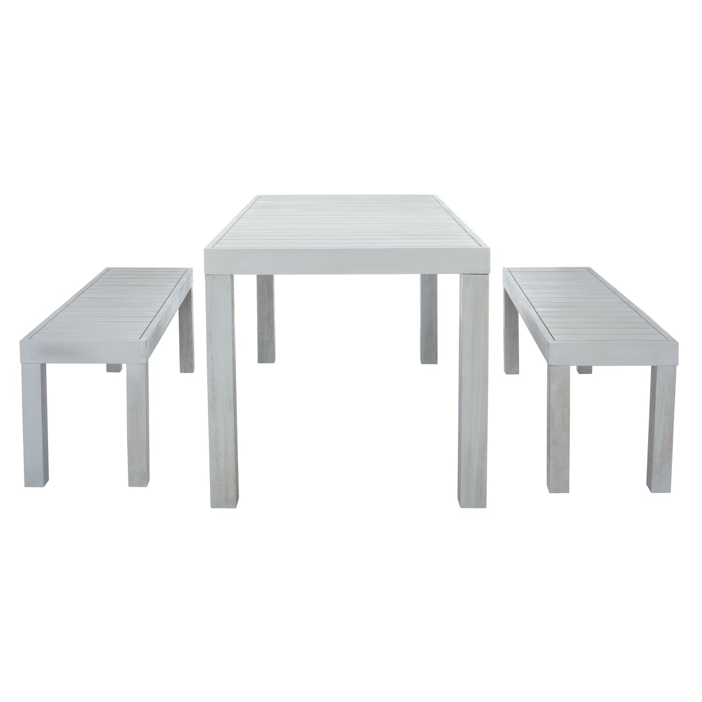 Set da pranzo SAFAVIEH Outdoor Living Dario da 3 pezzi con tavolo da 59 pollici e 2 panche senza schienale - 59L x 32P x 30A