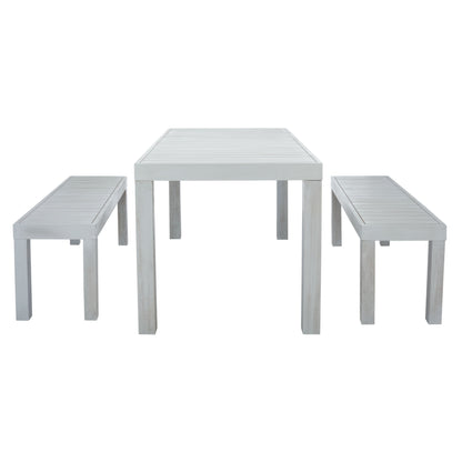 Set da pranzo SAFAVIEH Outdoor Living Dario da 3 pezzi con tavolo da 59 pollici e 2 panche senza schienale - 59L x 32P x 30A