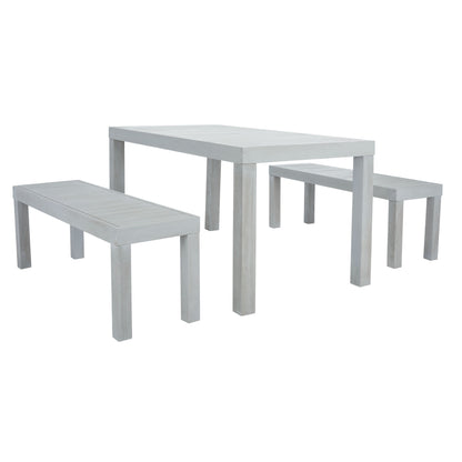 Set da pranzo SAFAVIEH Outdoor Living Dario da 3 pezzi con tavolo da 59 pollici e 2 panche senza schienale - 59L x 32P x 30A