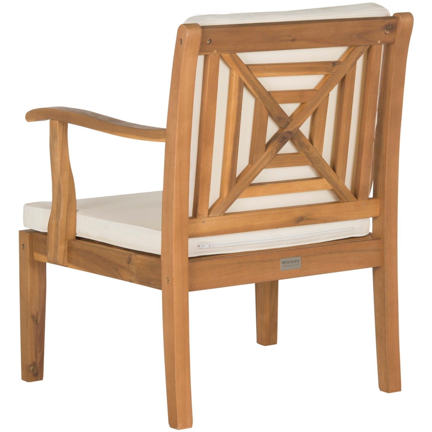 SAFAVIEH Outdoor Living Del Mar Set da patio con cuscini beige in legno di acacia marrone, 4 pezzi - 48L x 25P x 32A