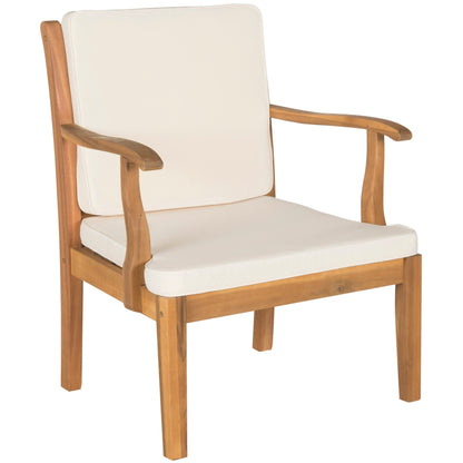 SAFAVIEH Outdoor Living Del Mar Set da patio con cuscini beige in legno di acacia marrone, 4 pezzi - 48L x 25P x 32A