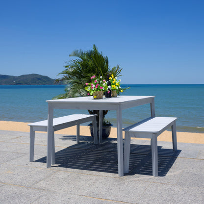 SAFAVIEH Outdoor Living Europa Set da pranzo con tavolo e 2 panche - 35L x 60P x 29A