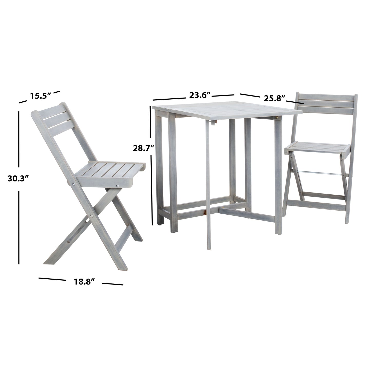 SAFAVIEH Outdoor Living Gallo Balcony Set da bistrot da balcone 3 pezzi - 16L x 19P x 30A