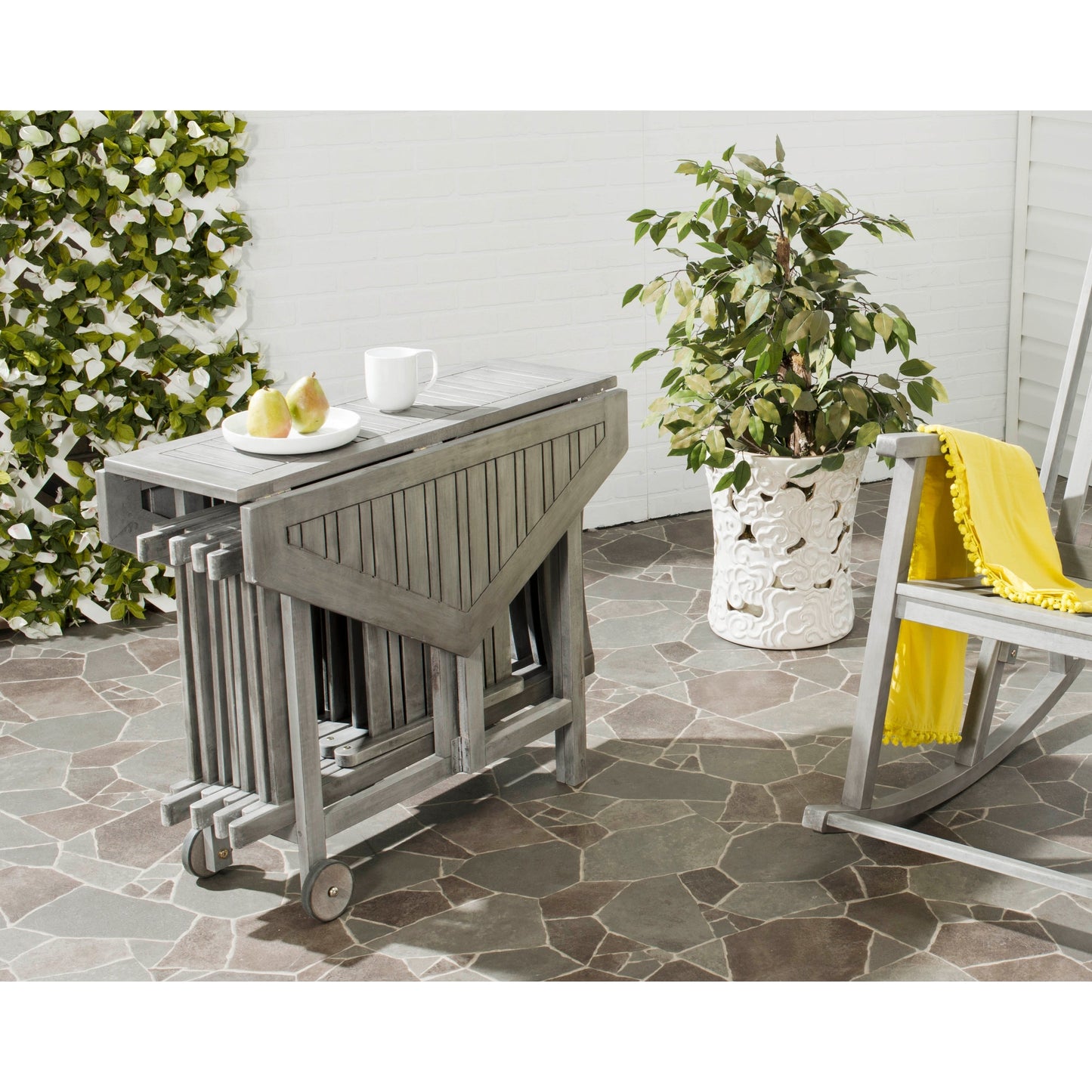 SAFAVIEH Outdoor Living Kerman Grey Wash Acacia Wood Set da pranzo 5 pezzi - 41W x 41D x 30H
