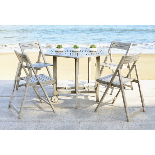 SAFAVIEH Outdoor Living Kerman Grey Wash Acacia Wood Set da pranzo 5 pezzi - 41W x 41D x 30H
